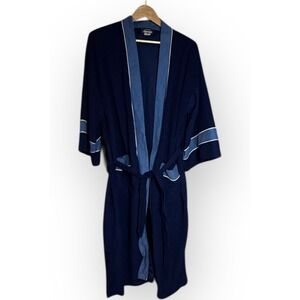 Vtg Towncraft Mens 80's Blue Robe Arnel Triacetate XL Loungewear Wrap Belt Dude